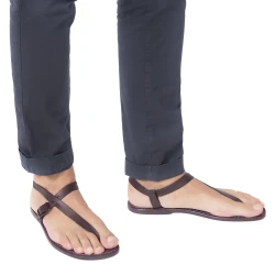 Herren Flip-Flop-Sandalen aus Pflaume Leder in Italien von Handgefertigt