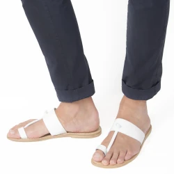 White leather thong sandals for men Handmade in Italy