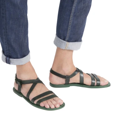 Sandalias de cuero verde para hombre Hechos a mano en Italia