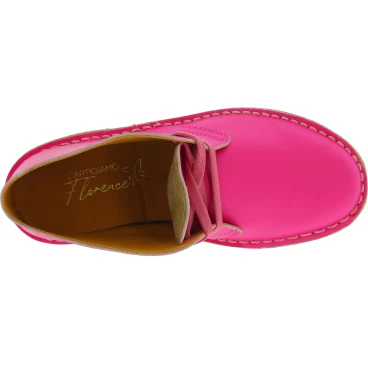 Fuchsia leather chukka boots for kids handmade in Italy