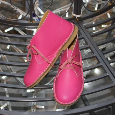 Fuchsia leather chukka boots for kids handmade in Italy
