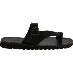 Chanclas hechas a mano en piel negra con hebilla