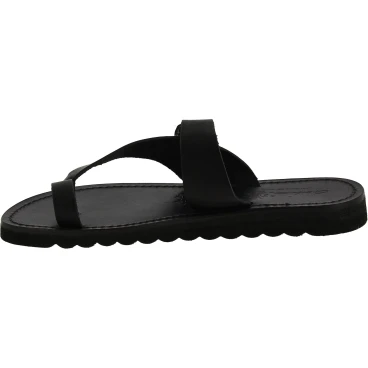 Chanclas hechas a mano en piel negra con hebilla