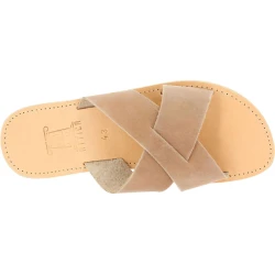 Sandales pour hommes en cuir nubuck marron clair fait main en Grèce