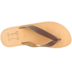 Man flip flops in dark brown nubuck handmade in Greece