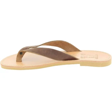 Herren Flip Flops aus dunkelbraunem Nubuk handgefertigt in Griechenland