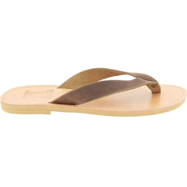 Tongs homme en cuir nubuck marron foncé fait main en Grèce