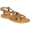 Men's handmade thong sandals in tan nubuck leather