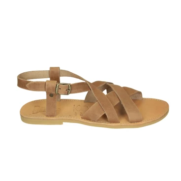 Men's handmade thong sandals in tan nubuck leather
