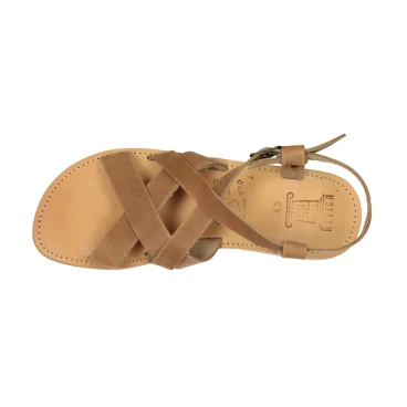 Tongs sandales pour hommes en cuir nubuck marron faits à la main