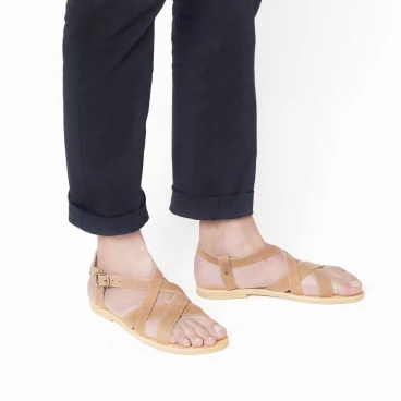 Sandali infradito da uomo in pelle nabuk nude fatti a mano