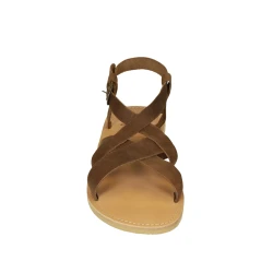 Men's handmade thong sandals in brown nubuck leather