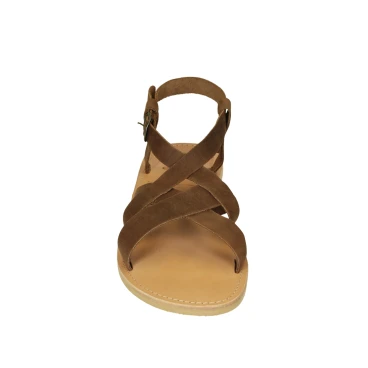 Men's handmade thong sandals in brown nubuck leather