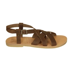 Tongs sandales hommes en cuir nubuck marron foncé faits à la main