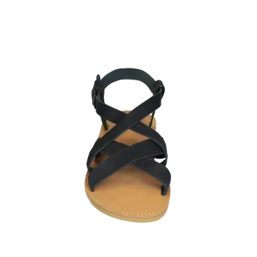 Tongs sandales hommes en cuir nubuck blue faits à la main