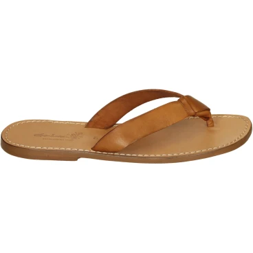 Chanclas de cuero marrón para hombres artisanales