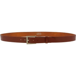 Cinturón de piel brandy con hebilla rectangular de metal clásica