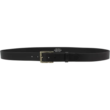 Cinturón de piel negro con hebilla rectangular de metal clásica