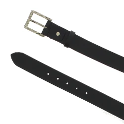 Ceinture en cuir veritable noir avec boucle rectangulaire en métal classique