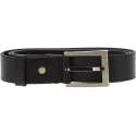Ceinture noir en cuir veritable avec boucle rectangulaire en métal classique