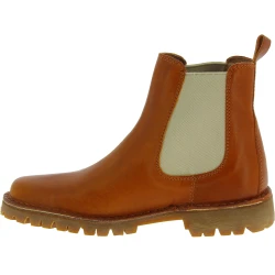 Botín Beatles para mujer en piel marrón y suela Vibram