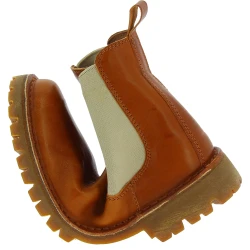 Beatles-Stiefelette Damen aus braunem Leder und Vibram-Sohle