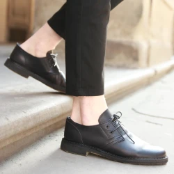 Niedrige Lederschuhe Mann Schwarz mit Winterfutter