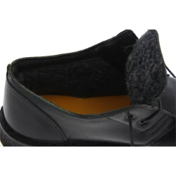 Scarpe basse da uomo in pelle nera con fodera invernale