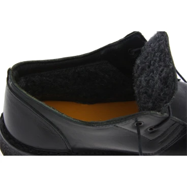 Zapatos bajos para hombre de cuero negro con forro de invierno