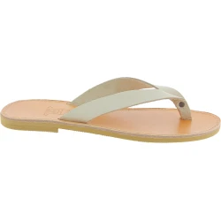 Tongs pour hommes en cuir nubuck blanc cassé faits à la main