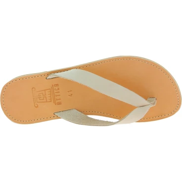 Sandalias de dedo para hombre en cuero nobuck blanquecino hechas a mano