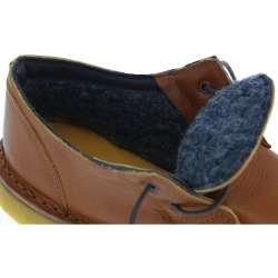 Niedrige Lederschuhe Mann hellbraune mit Winterfutter