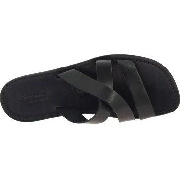 Sandalias para hombres de cuero negro hecho a mano