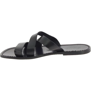 Handgemachte Schwarzem Leder Herren Pantoffeln Sandalen