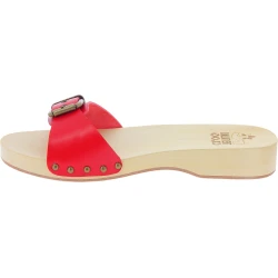Sabots en bois pour hommes artisanal avec bande réglable en cuir rouge