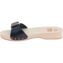 Handmade men's wooden clog slippers with adjustable black leather band