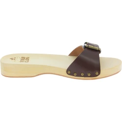 Sabots pour hommes artisanal avec bande réglable en cuir marron foncé