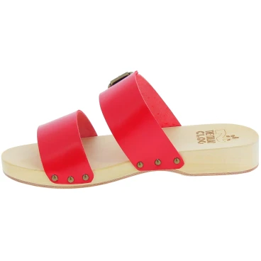 Handmade clogs for men with double adjustable red leather bands