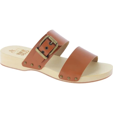 Handmade men's clogs with double adjustable brown leather bands