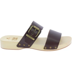 Handmade men's clogs with double adjustable dark brown leather bands