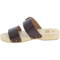 Sabots hommes avec double bande réglable en cuir marron foncé