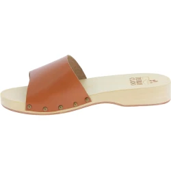 Sabots pour homme avec large bande de cuir couleur camel artisanal