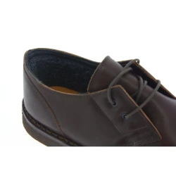Women's low shoes in dark brown leather with lamb lining