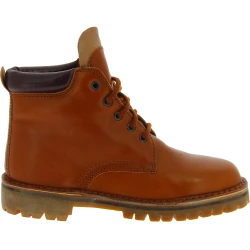 Handmade men's ankle boots in brown leather and Vibram sole