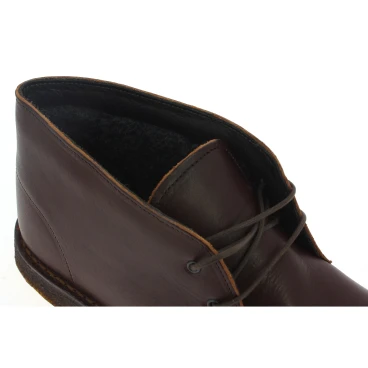 Botas desierto para hombre de cuero marrón oscuro con forro de invierno
