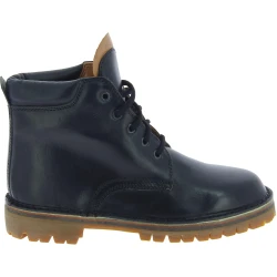 Handmade women's ankle boots in black leather and Vibram sole