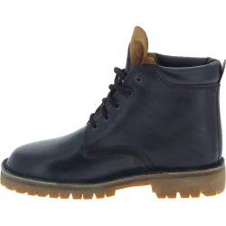 Handmade women's ankle boots in black leather and Vibram sole