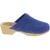 Zoccoli in legno da donna con tomaia chiusa in pelle scamosciata blu