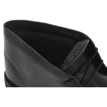 Polacchine da uomo in pelle nera con fodera invernale