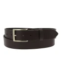 Vegetable tanned dark brown leather belt women with metal buckle